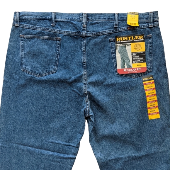 Rustler Blue Regular Fit Straight Leg Jeans , 48x30 - Picture 5 of 9